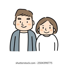 Illustration of a smiling middle-aged couple.