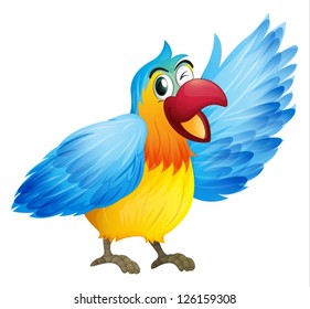 Illustration of a smiling parrot on a white background