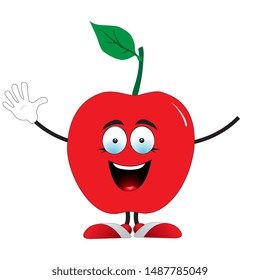 Illustration of a smiling red apple on a white background