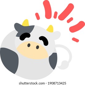 Illustration of a smiling round cow like a stuffed animal