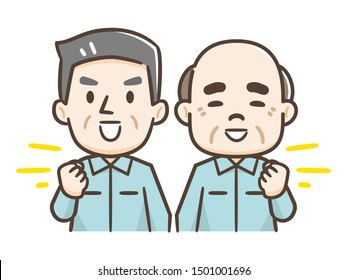 Illustration of smiling senior worker