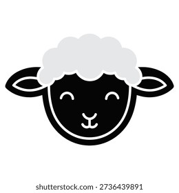 Illustration of a smiling sheep face with wool