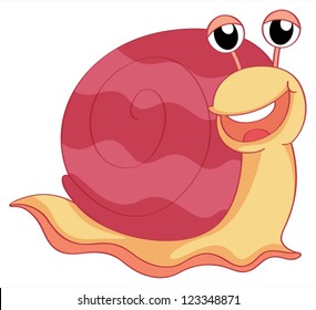 Illustration of a smiling snail on a white background