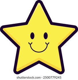 Illustration of a smiling star cartoon with an outline.