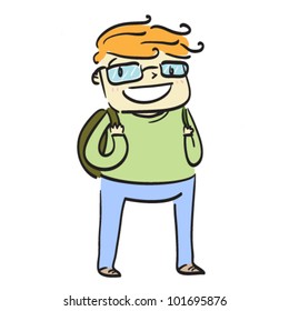 Illustration of a smiling student.