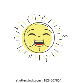 illustration of a smiling sun. Can be used as a sticker, badge, or mascot