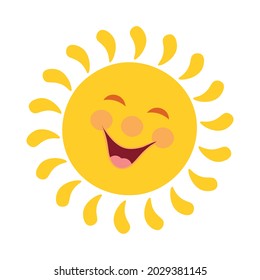 Сartoon illustration of a smiling sun for kids.Vector flat style.