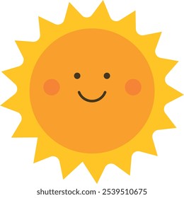 Illustration of a smiling sun with rays extending outward.