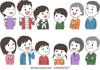 Illustration of a smiling three-generation family