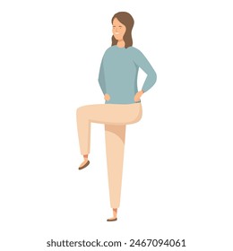 Illustration of a smiling woman in casual attire striking a confident pose with her hand on her hip
