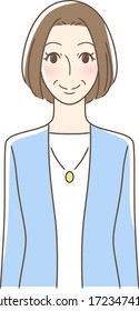 Illustration of a smiling woman facing front