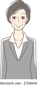 Illustration of a smiling woman facing front