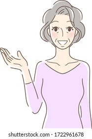 Illustration of a smiling woman holding her hand out