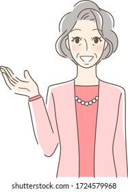 Illustration of a smiling woman holding her hand out