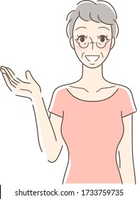Illustration of a smiling woman holding her hand out