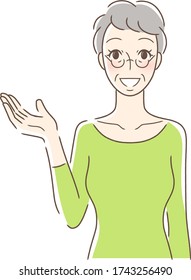 Illustration of a smiling woman holding her hand out