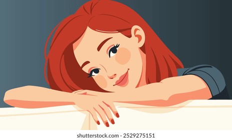 Illustration of a smiling woman with red hair