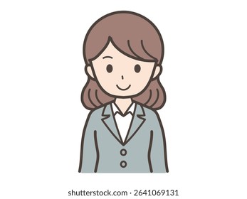 Illustration of a smiling young female businessman in a suit