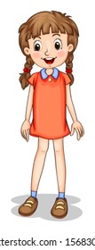 Illustration of a smiling young girl on a white background