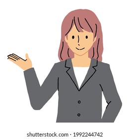 Illustration of a smiling young woman, Suggested