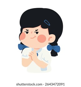 Illustration of a Smirking Cartoon Girl