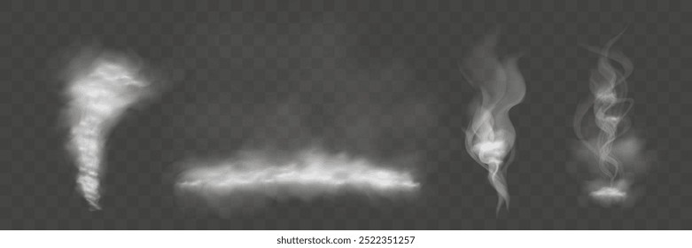 Illustration smoke, vape, fog, smog.Realistic smoke on a transparent background.	