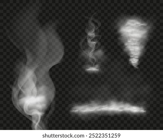 Illustration smoke, vape, fog, smog.Realistic smoke on a transparent background.	