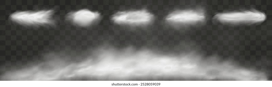 Illustration smoke, vape, fog, smog.Realistic smoke on a transparent background.	