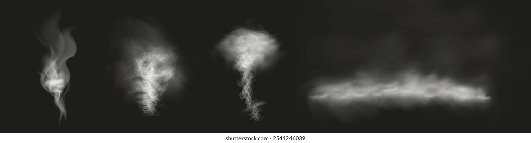 Illustration smoke, vape, fog, smog.Realistic smoke on a transparent background.