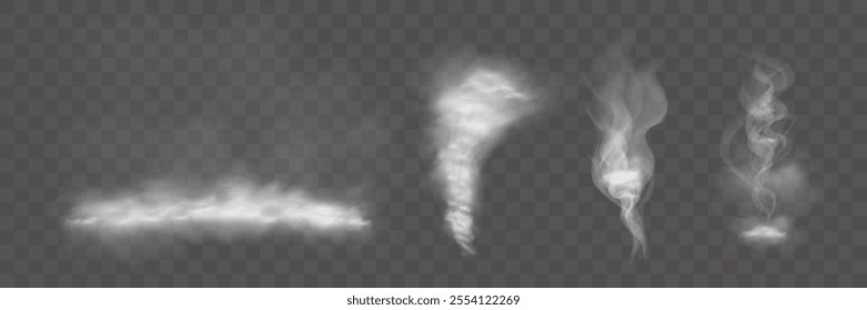 Illustration smoke, vape, fog, smog.Realistic smoke on a transparent background.	