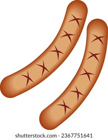 illustration smoked sausage for breakfast set