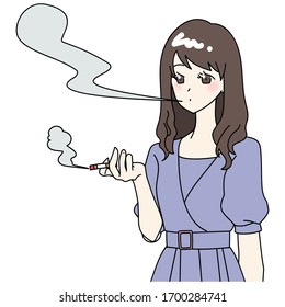 Illustration of smoker and cigarette smoke