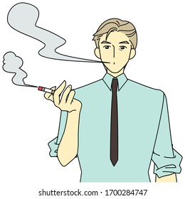 Illustration of smoker and cigarette smoke