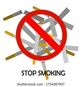 
ILUSTRACIÓN DE PROHIBICIONES DE FUMAR, DE ESTILO PLANO. TEMAS DE CIGARRILLOS