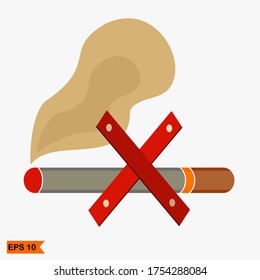 
ILLUSTRATION OF SMOKING BANS, WITH FLAT STYLE. CIGARETTE THEMES