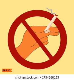 
ILLUSTRATION OF SMOKING BANS, WITH FLAT STYLE. CIGARETTE THEMES