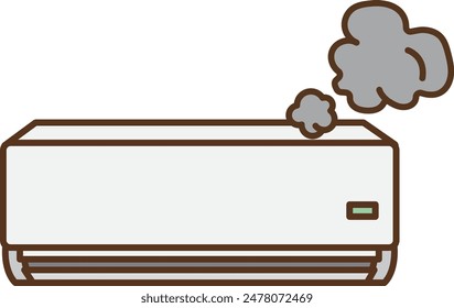Illustration of a smoking indoor air conditioner.