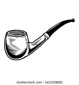 Illustration of smoking pipe. Design element for logo, label, sign, emblem, poster. Vector illustration