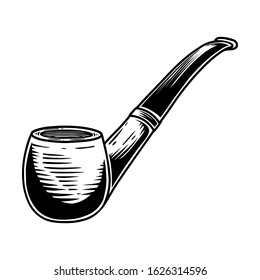 Illustration of smoking pipe. Design element for logo, label, sign, emblem, poster. Vector illustration