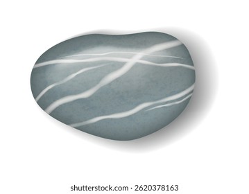 Ilustração de uma pedra lisa com listras brancas em tons de cinza. Adequado para elementos de design e fundos naturais. Reflete tranquilidade e simplicidade.