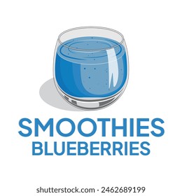 Illustration smoothies in a glass cup. Summer drinks. Cup of fruity organic shake. Fruit cocktail. Vector illustration. Smoothie Strawberry, Blueberries, Orange, Mango, Coffee and Grape.