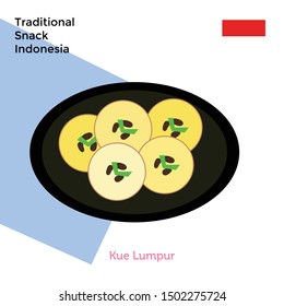 Illustration Snack Indonesia Tradional Cakes. kue lumpur a traditional dish from Indonesia