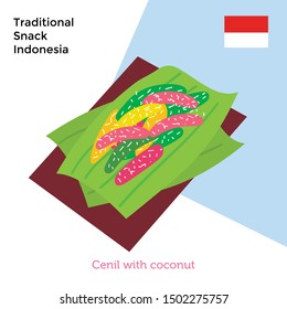 Illustration Snack Indonesia Tradional Cakes. cenit with coconut a traditional dish from Indonesia