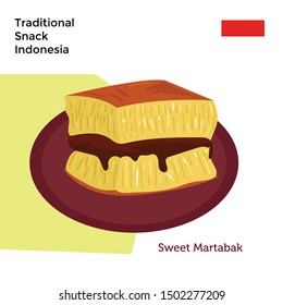 Illustration Snack Indonesia Tradional Cakes. sweet martabak a traditional dish from Indonesia