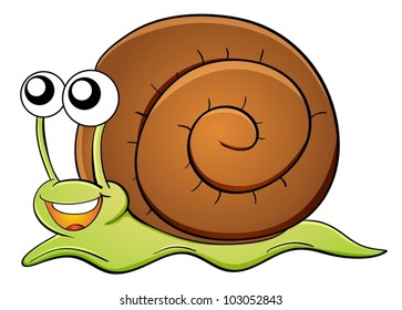 Illustration of snail cartoon on white