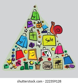 Illustration With a Snail And a Mountain Of Goods