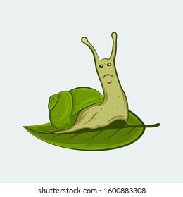 Illustration of a Snail on a Leaf.