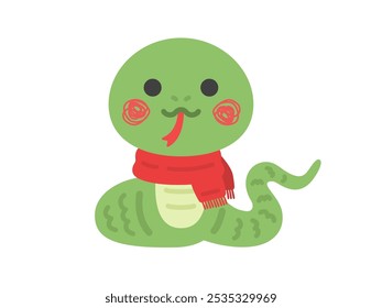 
Illustration of a snake character wearing a scarf.