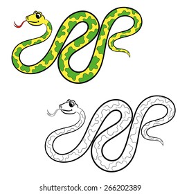 Illustration of snake. Coloring book.