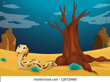 Illustration of a snake at the desert